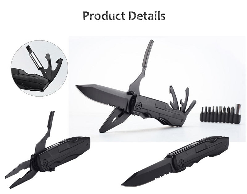 MT-6267 195mm 2CR13 Stainless Steel Multifunctional Folding Knife Fishing Pliers Outdoor Screwdriver Tool