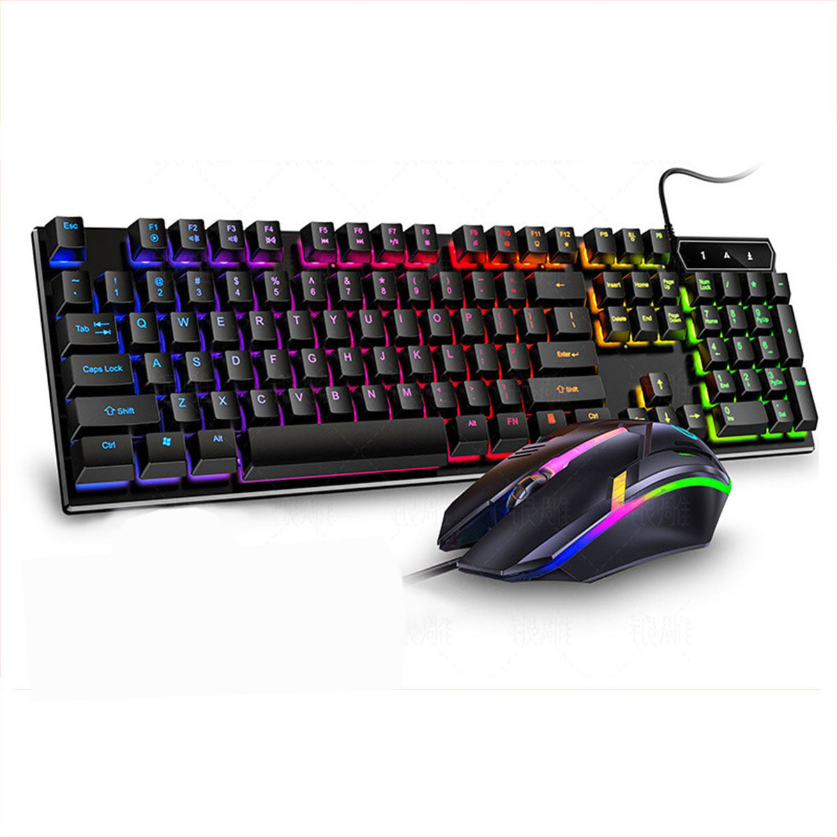 YINDIAO VG46 Wired Mechanical  Keyboard & Mouse Set 104 Keys Gaming Keyboard Ergonomic Mouse Combo Home Office Kit for Laptop Computer PC