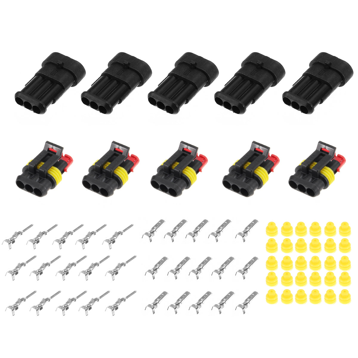 15 Kits 2 3 4 Pins Way Sealed Waterproof Electrical Wire Connector Plug Motorcycle Car Auto