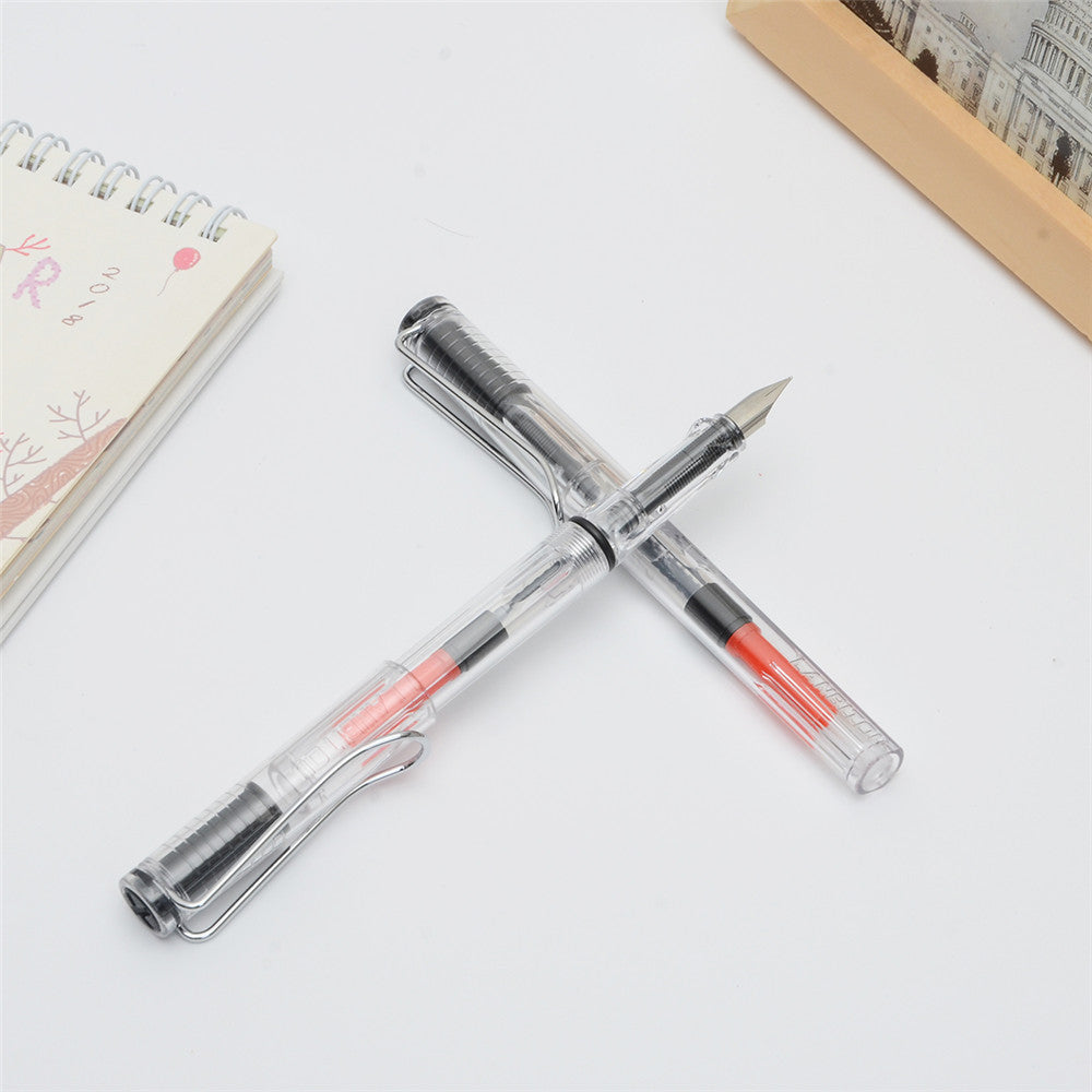 LANBITOU 757 Transparent Fountain Pen 0.38mm 0.5mm Fine Nib Spiral Gallbladder For School Office