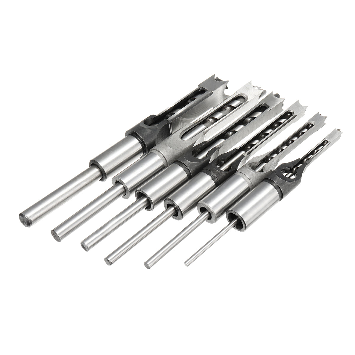 6pcs 6-16mm Woodworking Square Hole Drill Bit Set Mortising Chisel Auger Drill 6/8/9.5/12.7/14/16mm