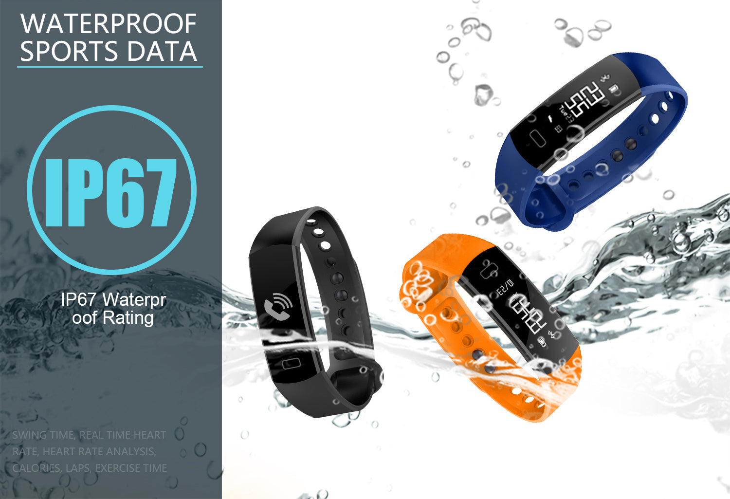 KALOAD C07 Sports Dynamic Heart Rate Blood Pressure Monitor IP67 Waterproof Smart Bracelet