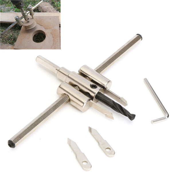 Adjustable 40-300mm Circle Hole Saw Drill Bit Metal Wood Cutter Kit DIY Tool