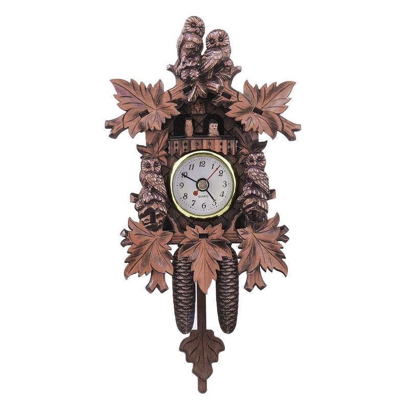 Owl Bird Decorations Home Cafe Art Chic Swing Vintage Wood Cuckoo Wall Clock