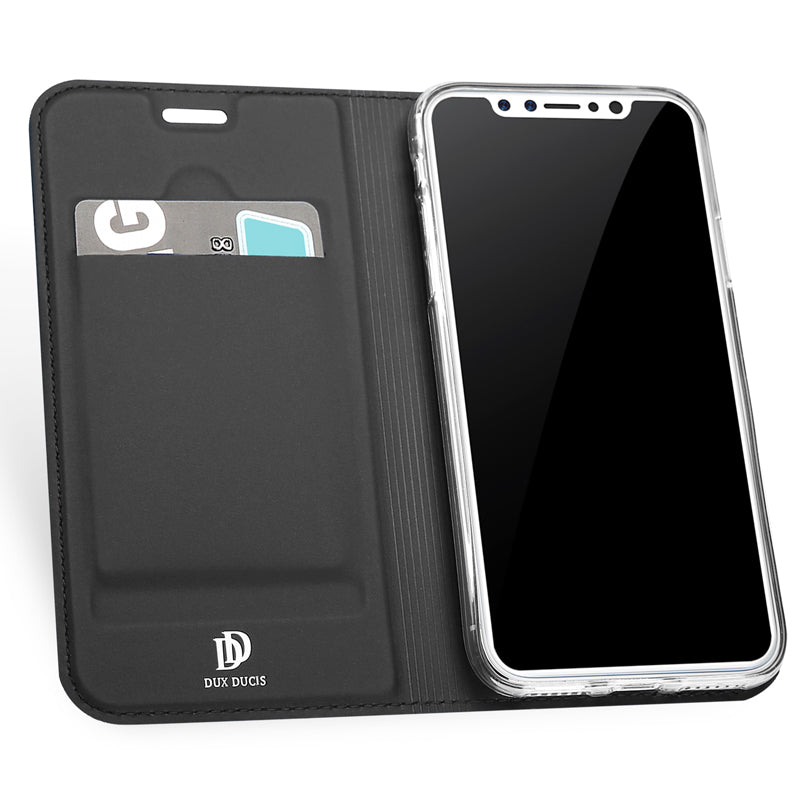 DUX DUCIS Magnetic Flip Card Slot Bracket PU Leather Case For iPhone X