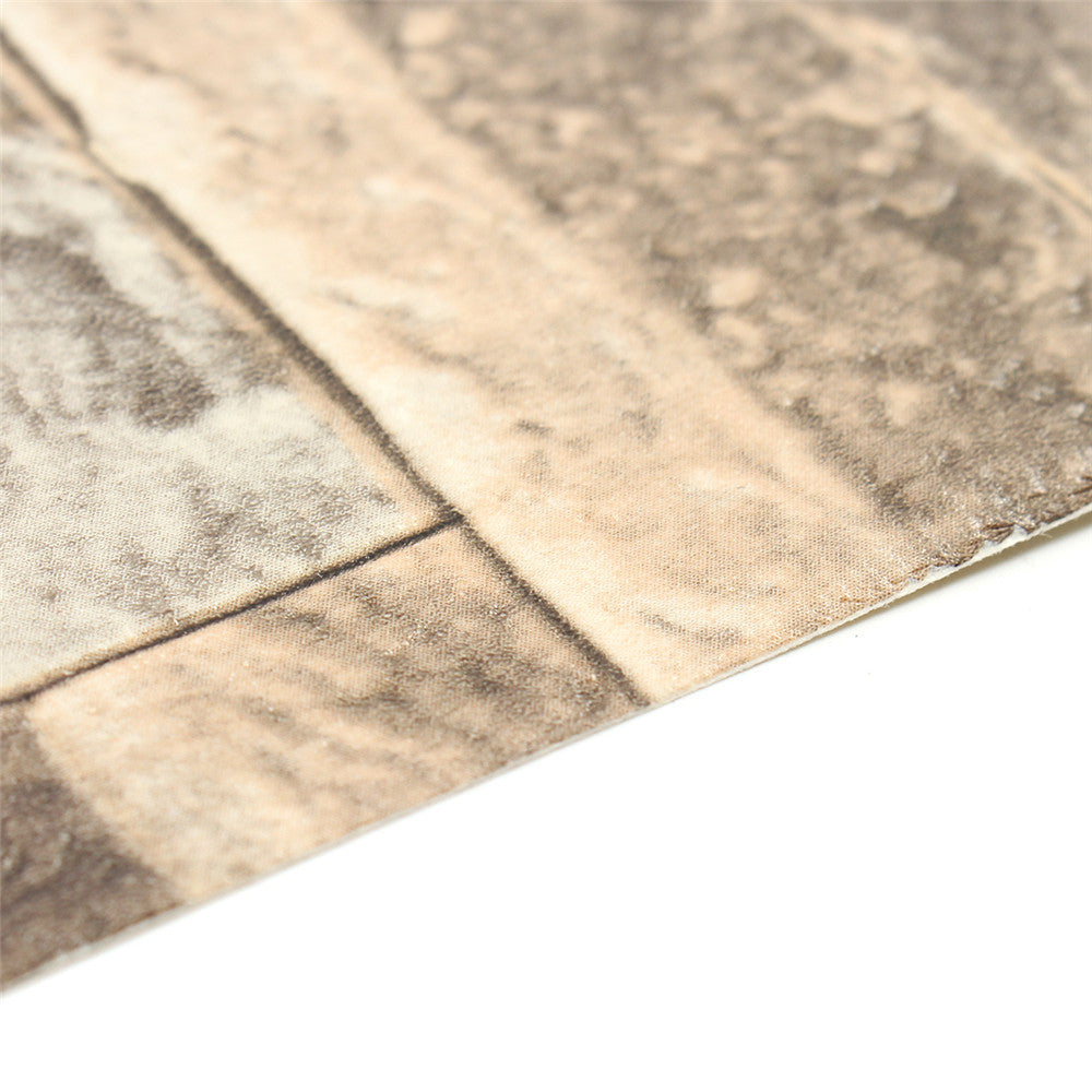 10mx0.53m 3D Realistic Retro Stacked Brick Stone Vinyl Background Wall Paper Khaki