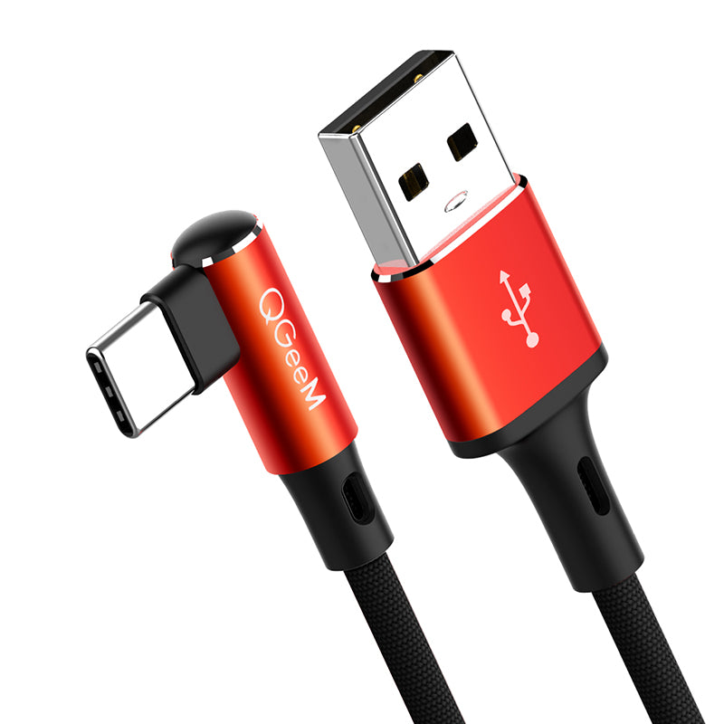 QGEEM QG-CC15 USB Type C Data Cable 90 Degree Eblow Fast Charging Wire Cord For Huawei P30 P40 Pro Mi10 Note 9S OnePlus 8Pro