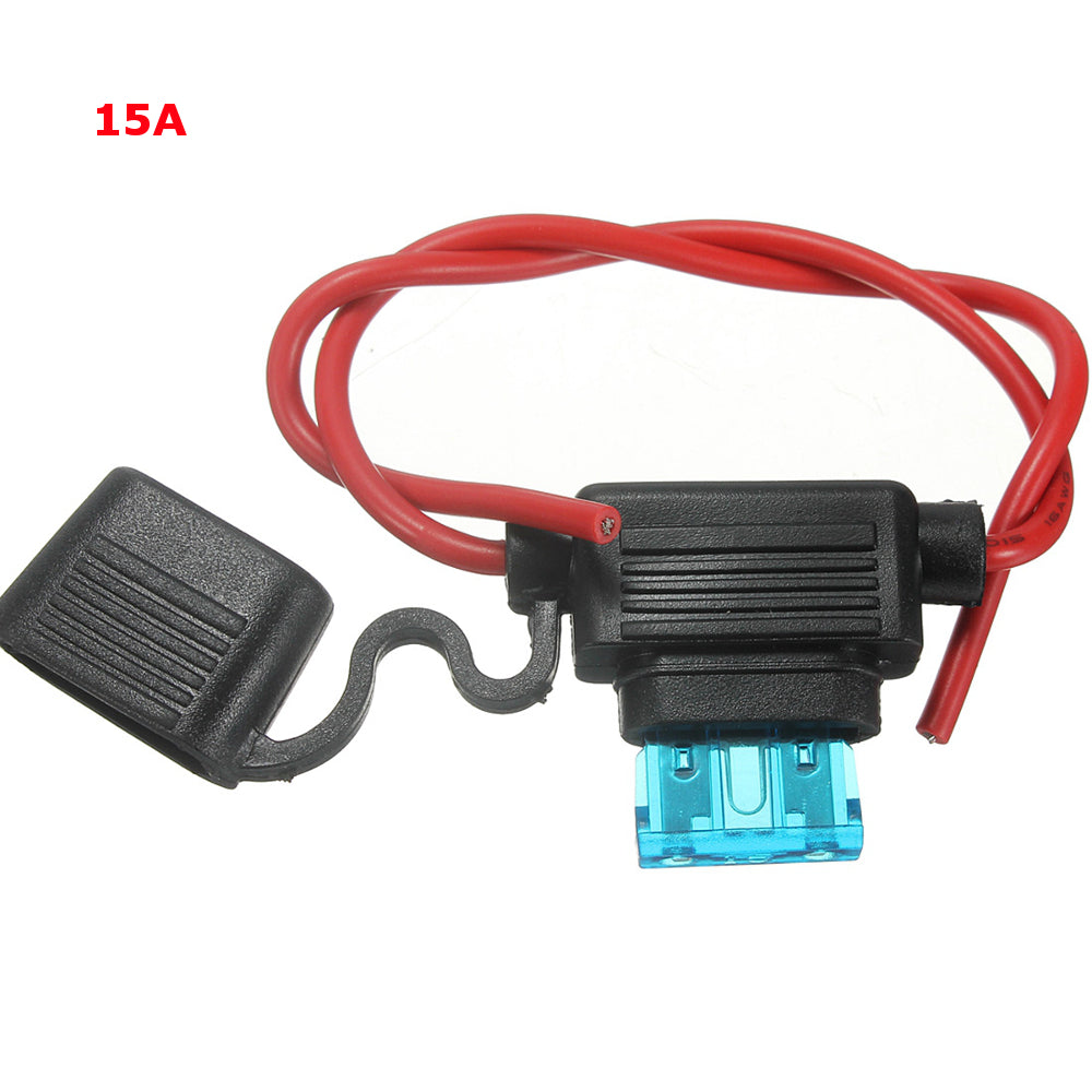 Waterproof Fuse Holder Socket Blade Type In Line 6-32V with 10/15/20/30A Replacement Fuses