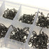 ZANLURE 500 Pcs 10 Sizes Black Silver Fishing Tackle Jigs Hooks FishhooK Comes with Box 