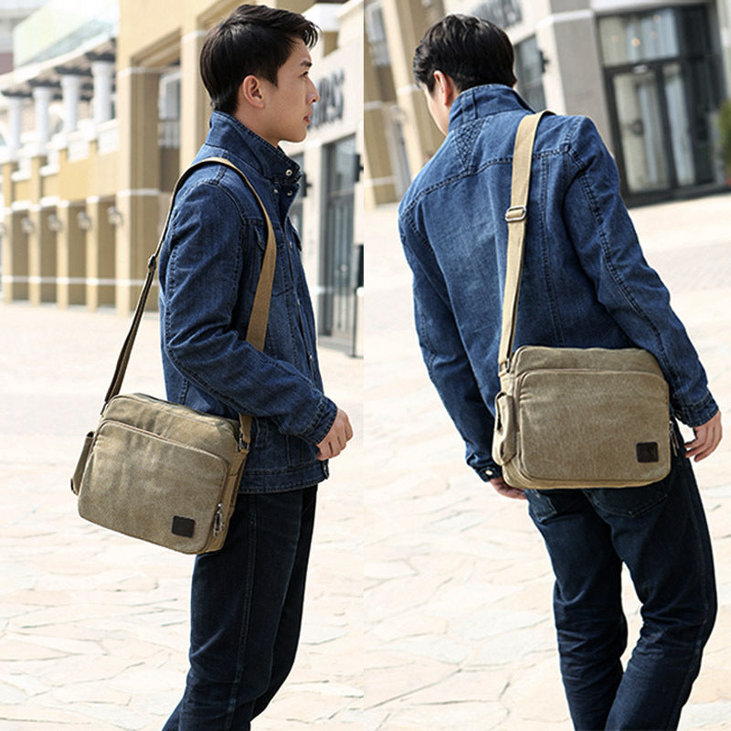 Compatible with Apple, Wholesale new retro canvas bag bag bag men's casual bags Korean satchel multifunction iPad