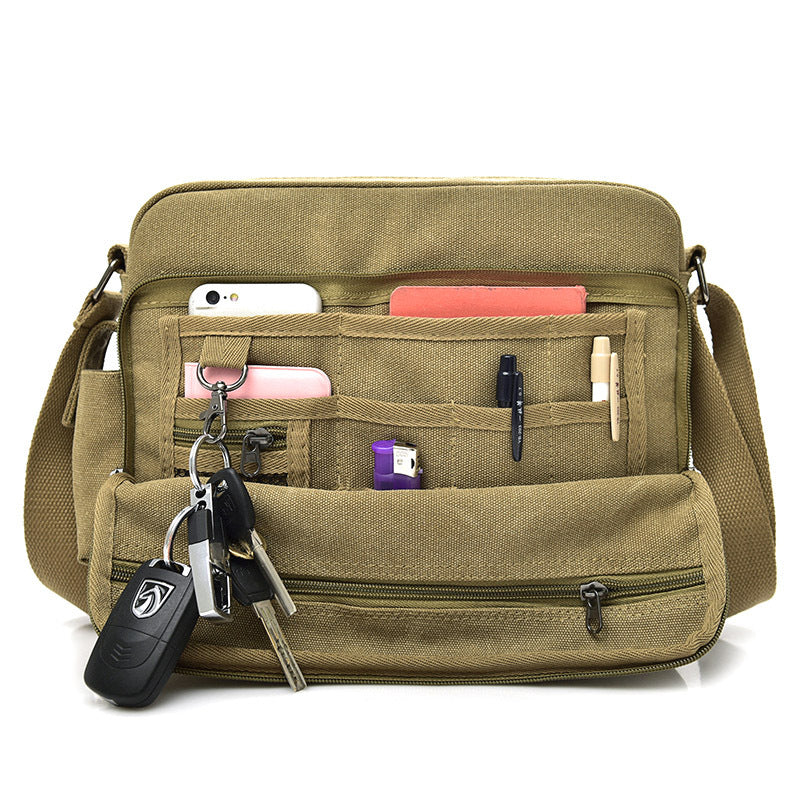 Compatible with Apple, Wholesale new retro canvas bag bag bag men's casual bags Korean satchel multifunction iPad