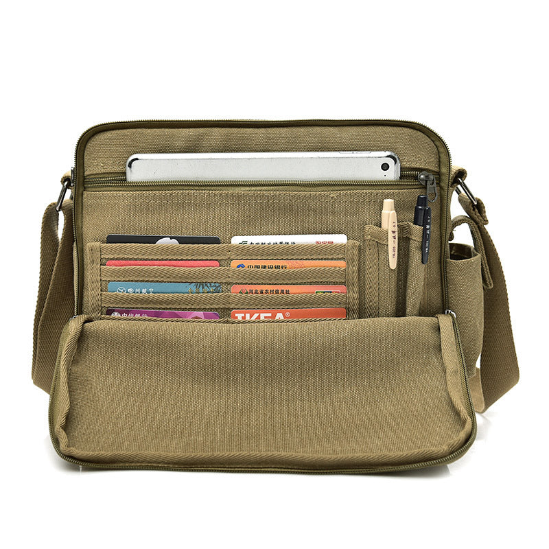 Compatible with Apple, Wholesale new retro canvas bag bag bag men's casual bags Korean satchel multifunction iPad