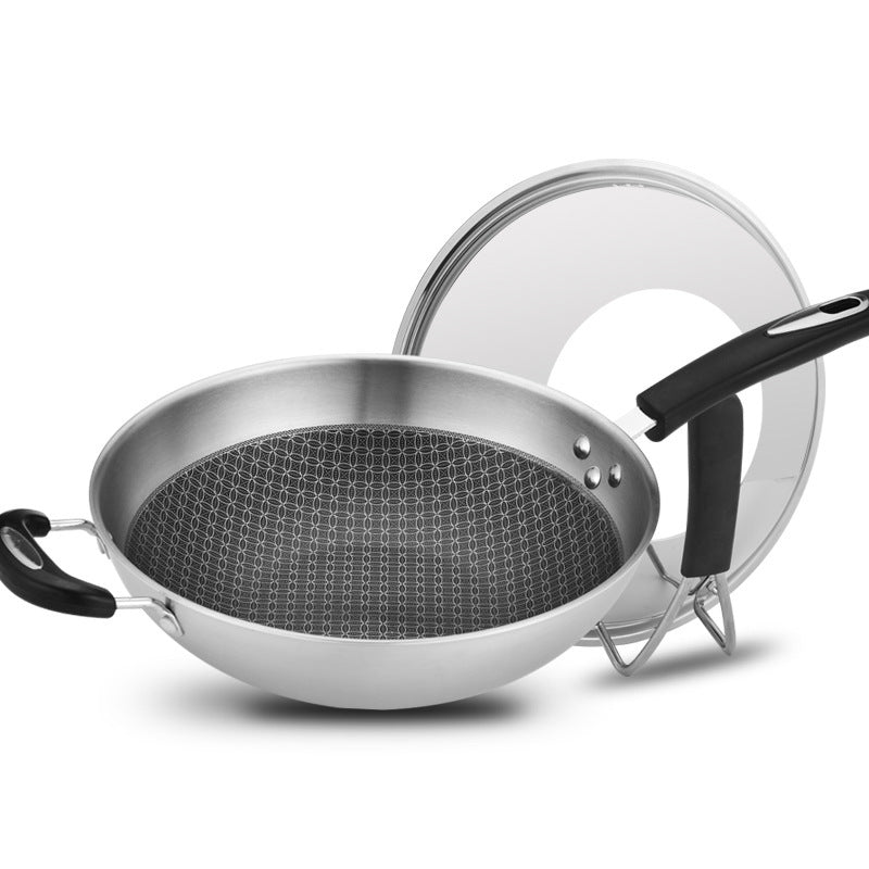 Factory direct wholesale stainless steel wok nonstick pan without fumes Wok Wok on behalf of a 304