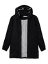 Slim Velvet Patchwork Pocket Long Zipper Hood Coat