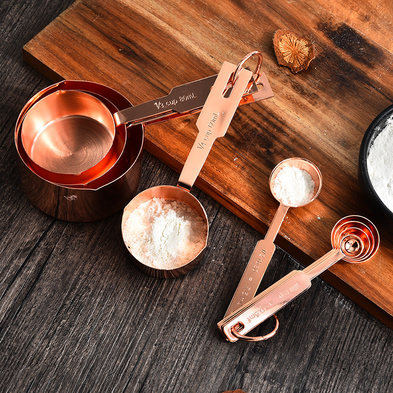 Stainless steel rose gold 9-piece measuring cup