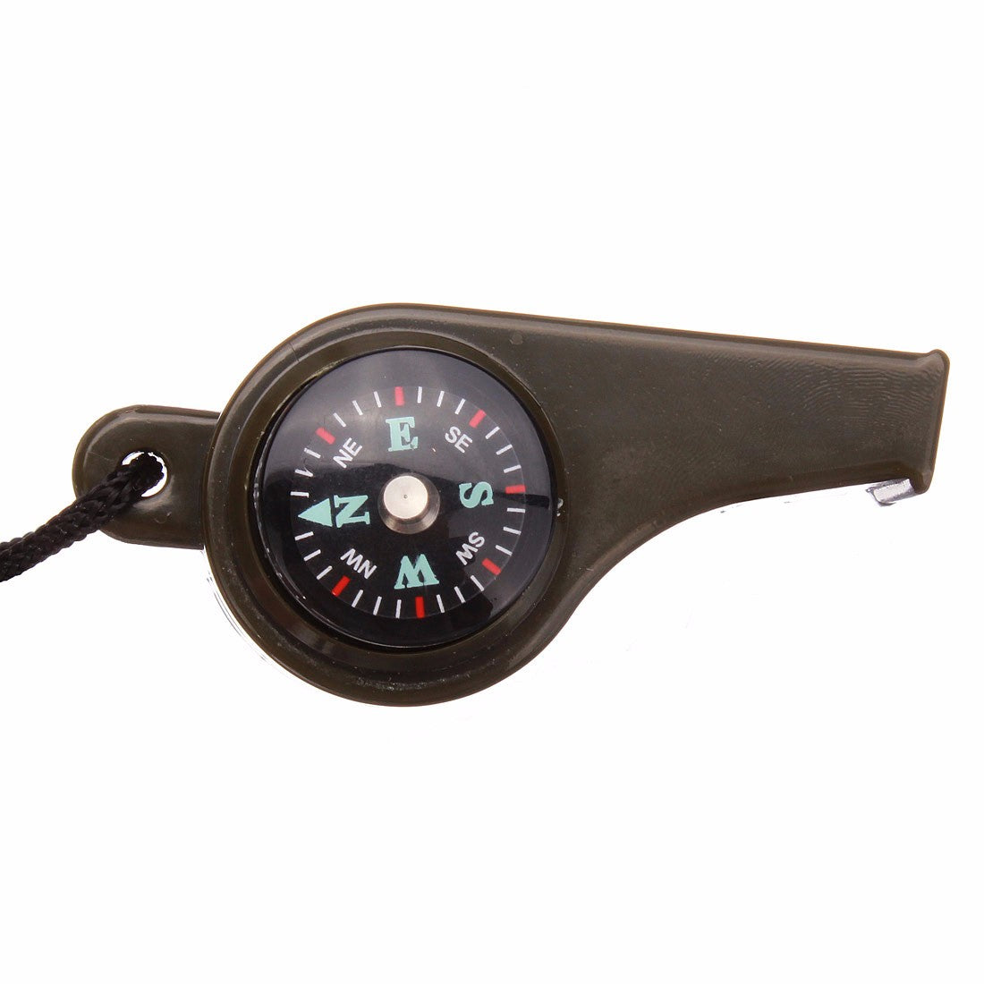Outdoor Survival Tool Triad Whistle Compass Thermometer With Hang Rope