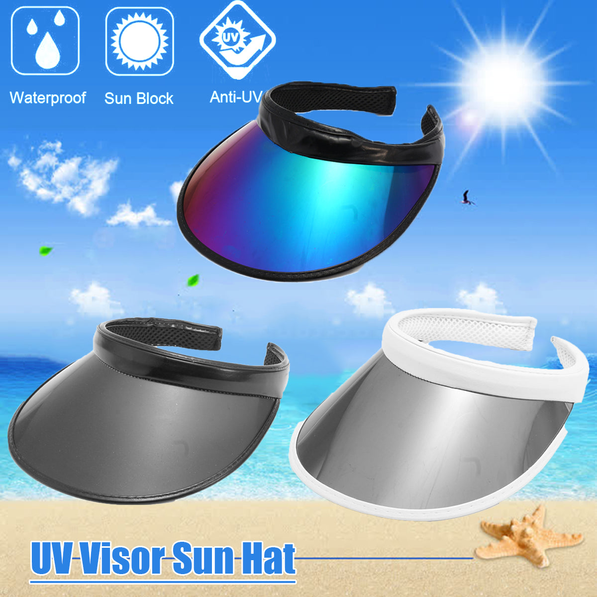 Outdoor Camping Hat Summer UV Plastic Visor Sun Hat Clear Tennis Beach Hat Protection Snapback Cap