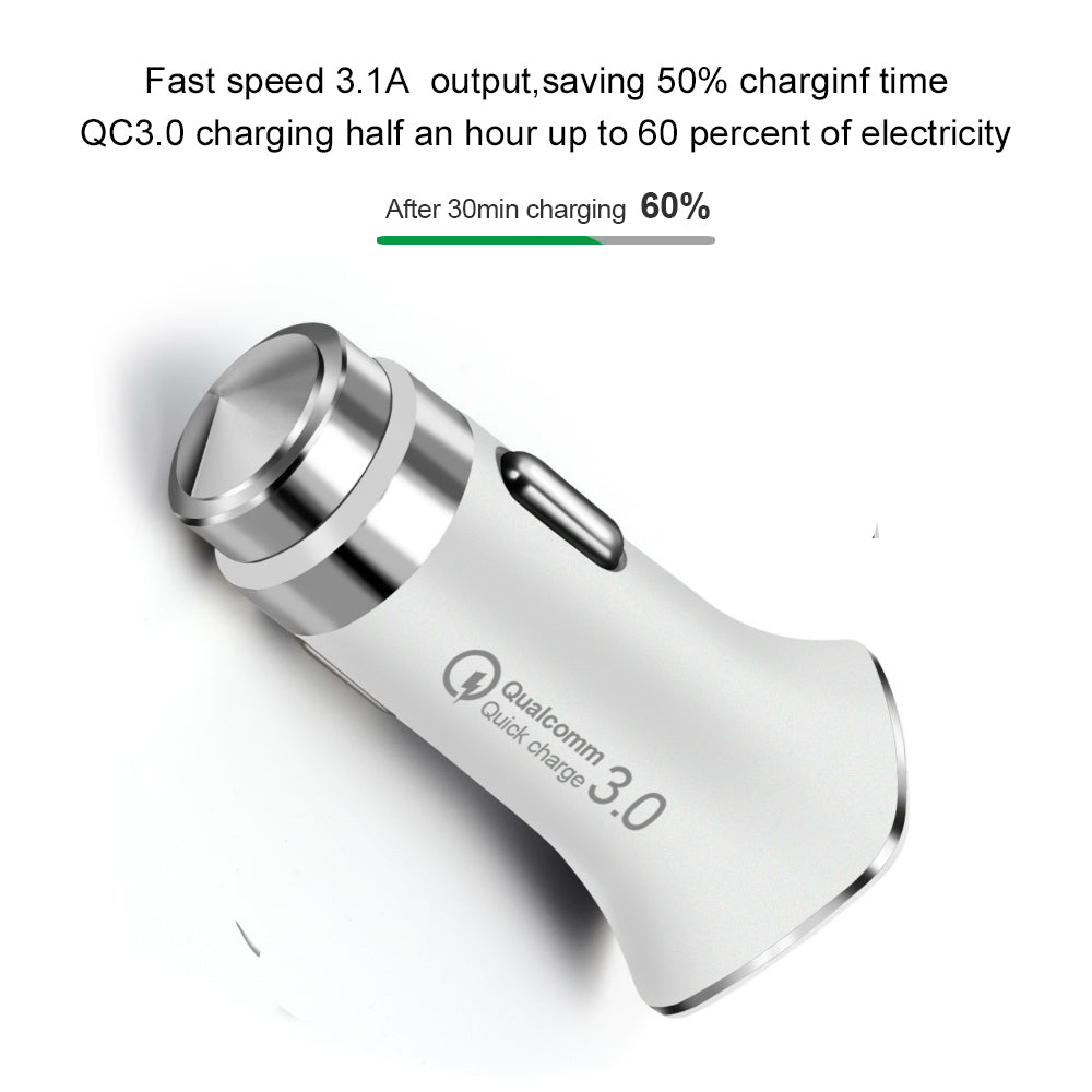 Metal safety hammer car charger QC 3.0