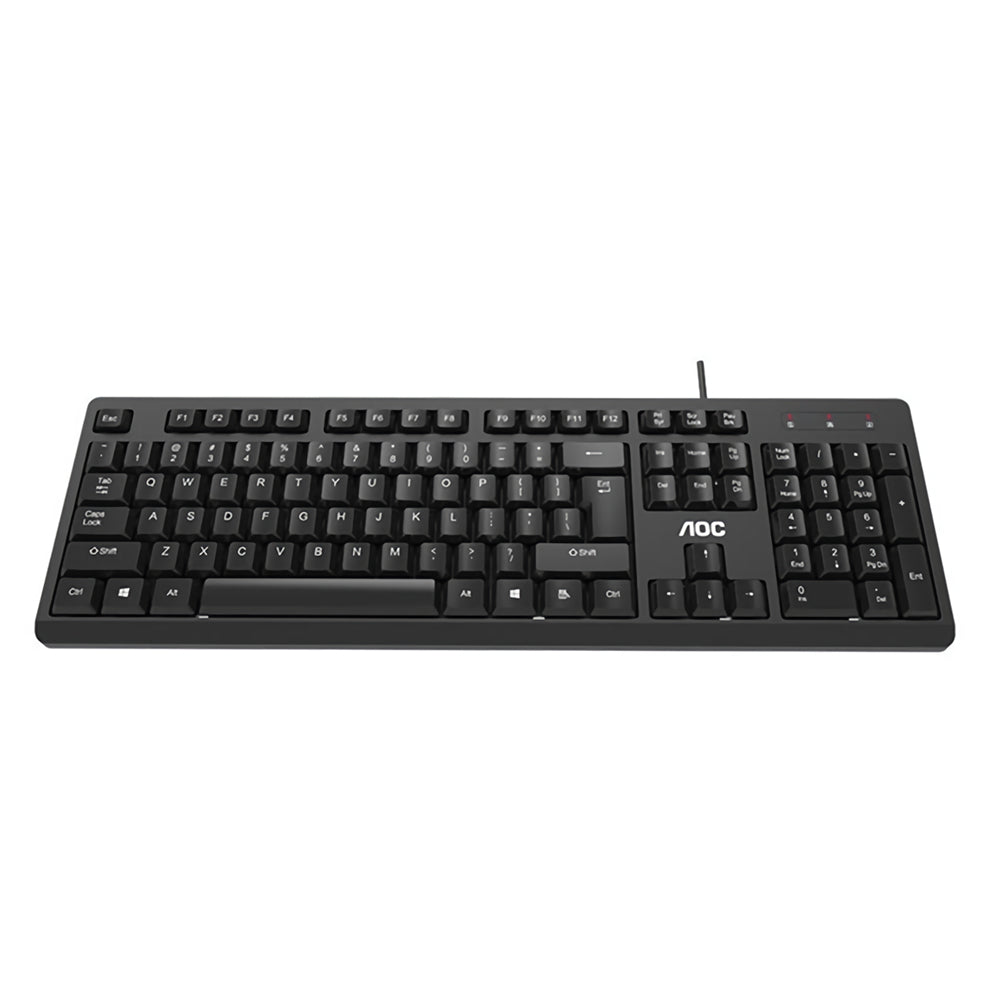 AOC KB161 Wired Keyboard 104 Keys Waterproof Business Office Keyboard for Computer PC Laptop