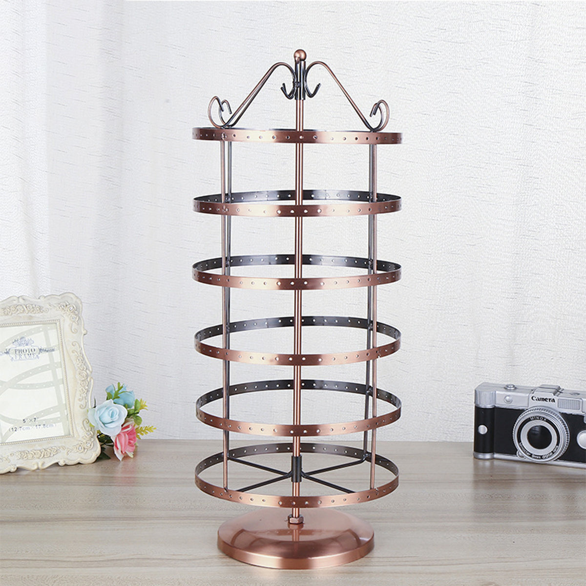 288 Holes 6-tiers Rotating Iron Jewelry Rack Earrings Rings Display Stand Holder Tools Kit