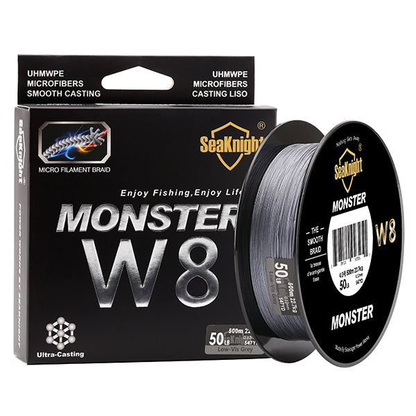 SeaKnight 500M/546YDS MONSTER W8 Braided Fishing Lines 8 Weaves Wire Smooth PE Multifilament Line