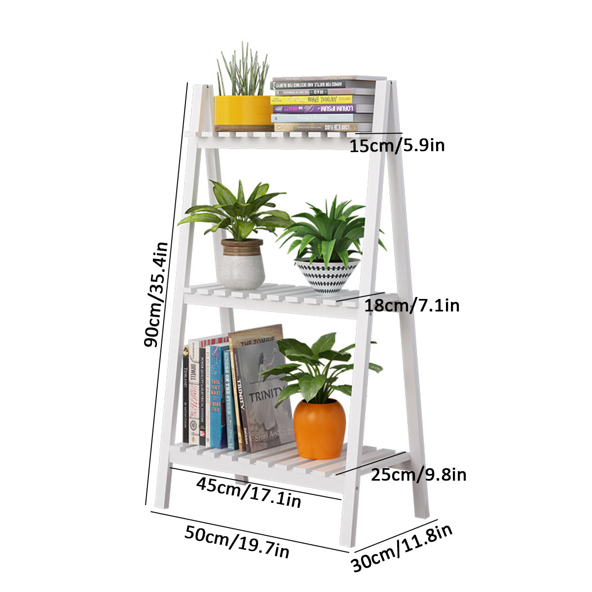 3 Tier Foldable Wood Plant Flower Stand Ladder Shelf Rack Planter Pot Holder