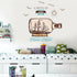 Miico Creative Cartoon Sea Drift Bottle Sailboat PVC Removable Home Room Decorative Wall Door Decor Sticker