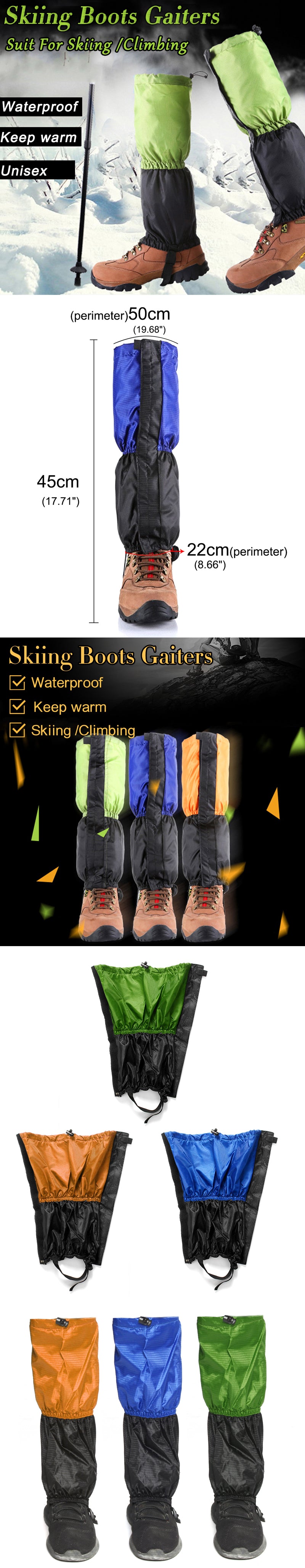 1 Pair Shoe Gaiters Waterproof Walking Boot Warm Covers Camping Hiking Trekking Climbing Snow Legging