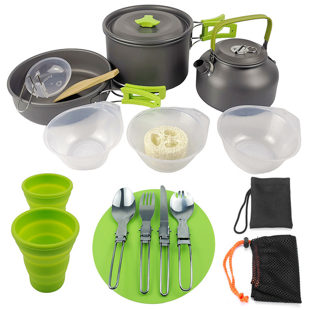 Outdoor Camping Hiking Cookware Tableware Cookware Lightweight Folding Picnic Cooking Hiking Picnic BBQ Tableware Equipment