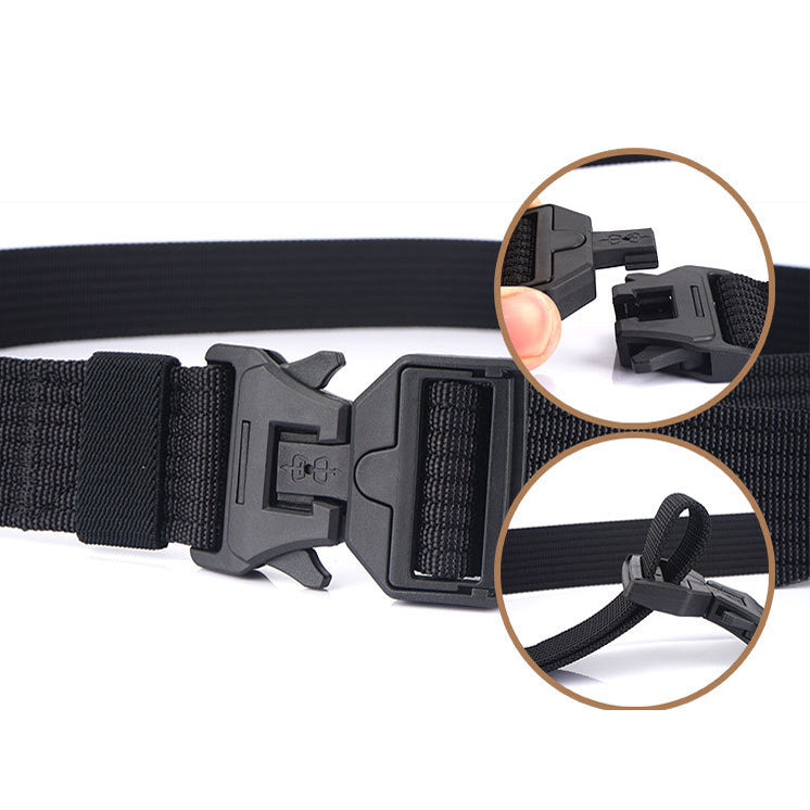 AWMN 125CM Magnetic Buckle Leisure Canvas Breathable Waist Belt Quick Unlock Belt Men's Elastic Tactical Belt