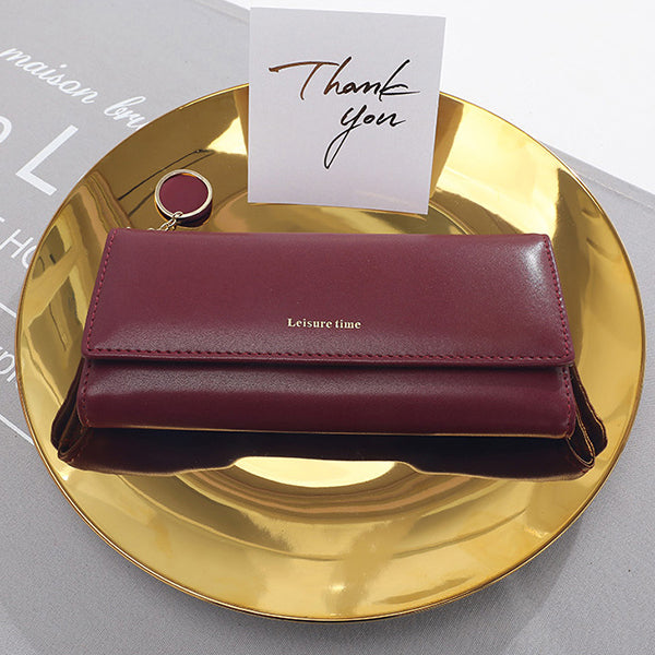 Women Fashion Phone Bag Artificial Leather Multi-functional Long Wallet 9 Card Slots Clutch Bag