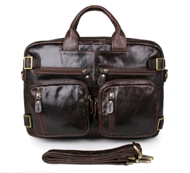 Men's Business Series Personality Men's Leather Tote Messenger Bag Backpack