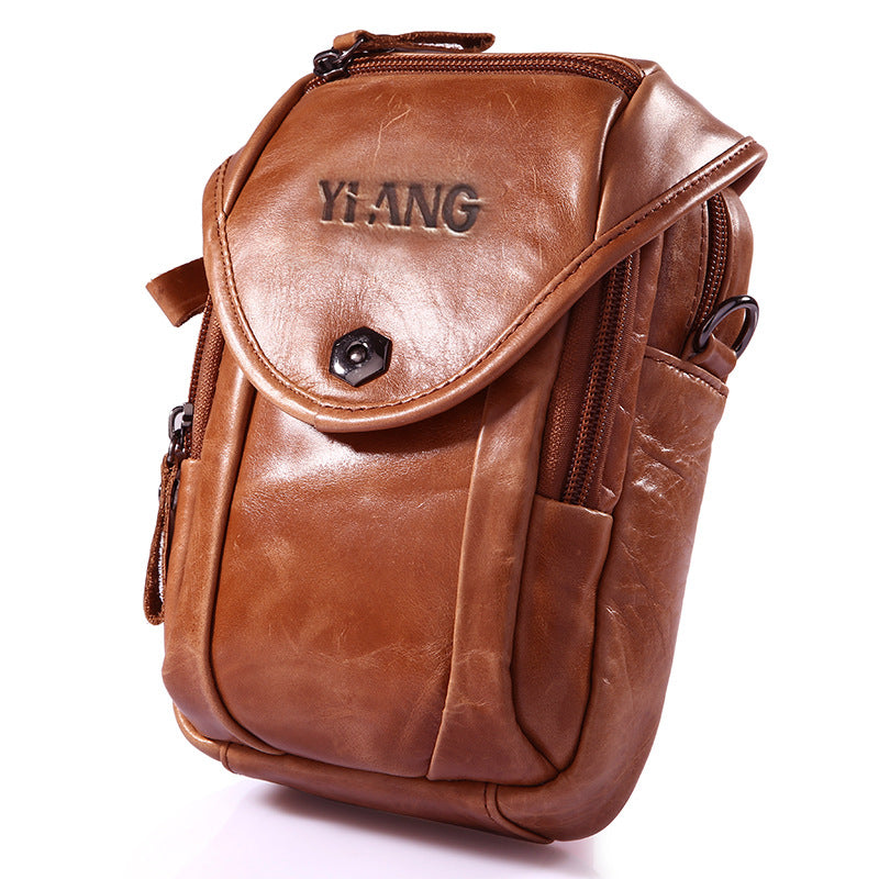 Men Multifunction Small Vintage Gneuine Leather Bag