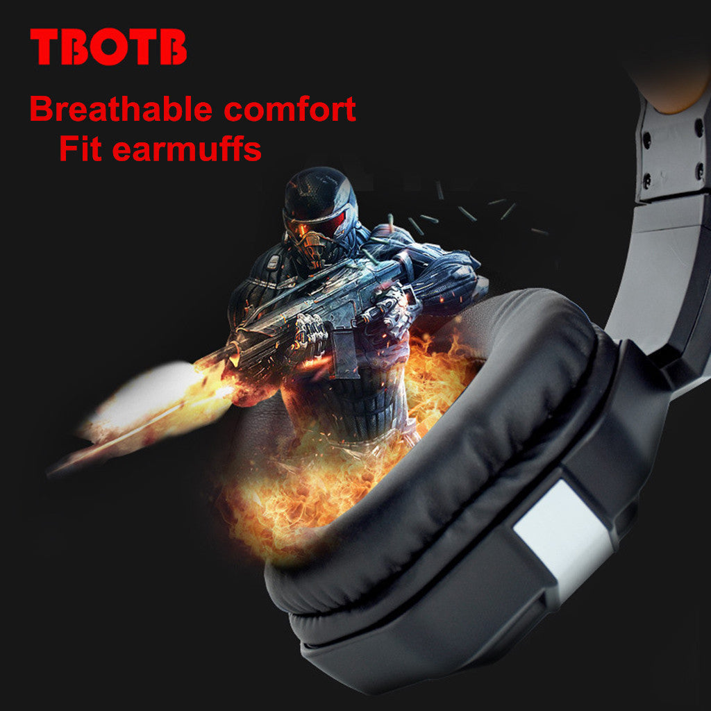 TBOTB G818 7.1 Channel Virtual Stereo Wired PC Gaming Headset Over Ear Headphones With Mic Revolution Volume Control Noise Canceling LED Light
