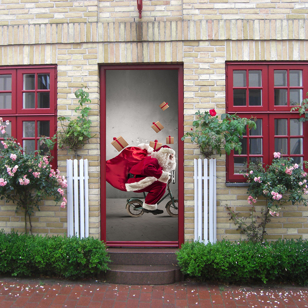 Christmas 2017 Funlife3D door stickers for Santa Claus creative wallpaper