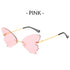 Women Metal Sunglasses Butterfly Shape AC Lens Rimless Shades UV400 Eye Glasses