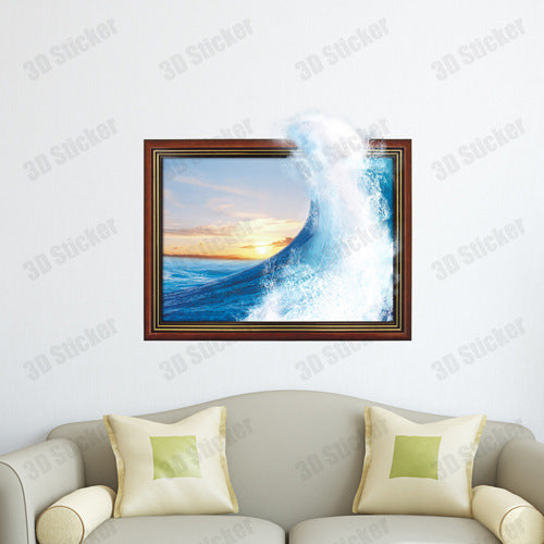 PAG STICKER 3D Wall Decals Ocean Wave Sea Wall Sticker Home Wall Decor Gift