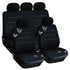 9Pcs Seasons Universal Car Seat Cover Black Embroidery Comfortable Breathable