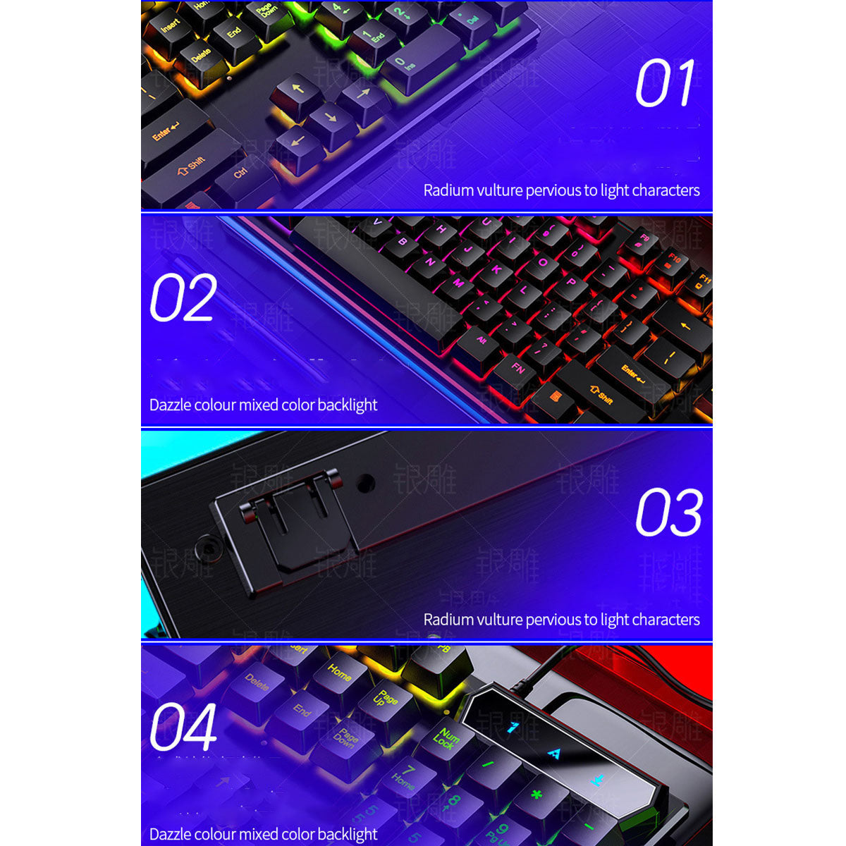 YINDIAO VG46 Wired Mechanical  Keyboard & Mouse Set 104 Keys Gaming Keyboard Ergonomic Mouse Combo Home Office Kit for Laptop Computer PC