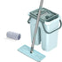 Retractable Flat Mop Bucket 2/6 Microfiber Pads Hands Free Self Cleaning