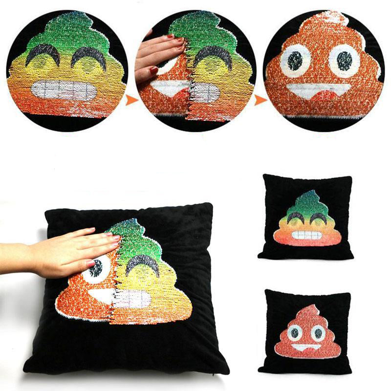 Honana BX Changing Face Emoji Home Decorative Cushion Covers Sequin Mermaid Smile Face Pillow Case