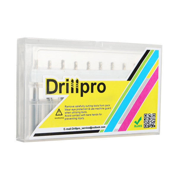 Drillpro DB-M11 10pcs 2.0mm 1/8 Inch Shank Carbide End Mill Engraving Bits for CNC PCB Rotary Burrs