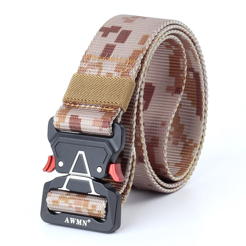 125cm AWMN S05-2 3.8cm Tactical Belt Inserting Quick Release Buckle Military Fan Hunting Nylon Belts