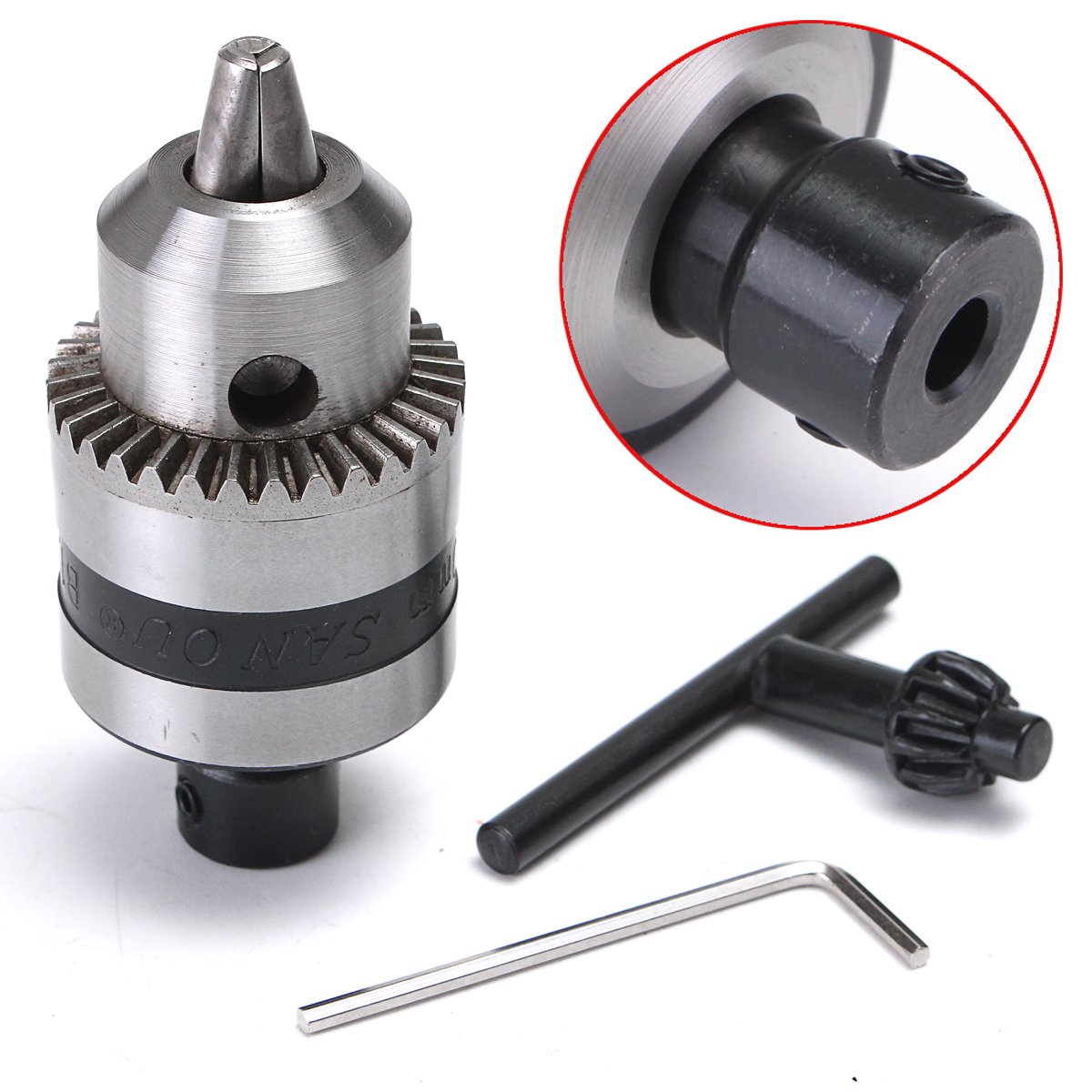 1.5-10mm Electric Drill Chuck with 5mm Steel Shaft Mount B12 Inner Hole Drill Chuck Adapter