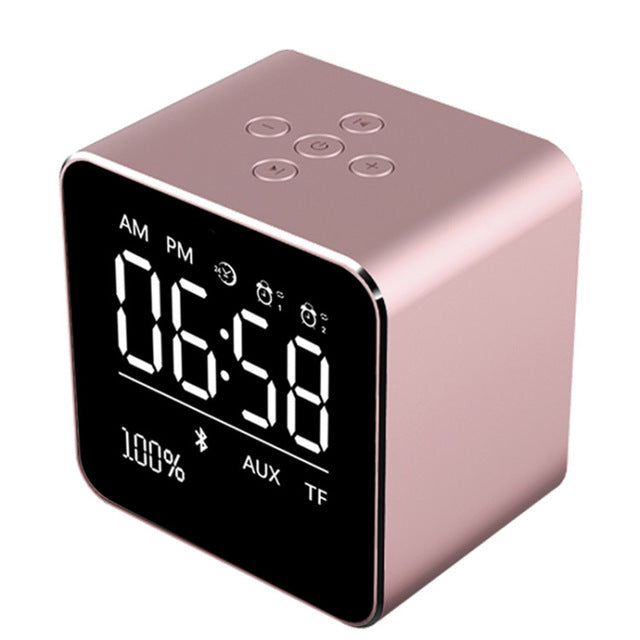 Loskii HC-25 2 in 1 Rechargeable Mirror LCD Screen Mini Blue Speaker Alarm Clock Support AUX TF Card