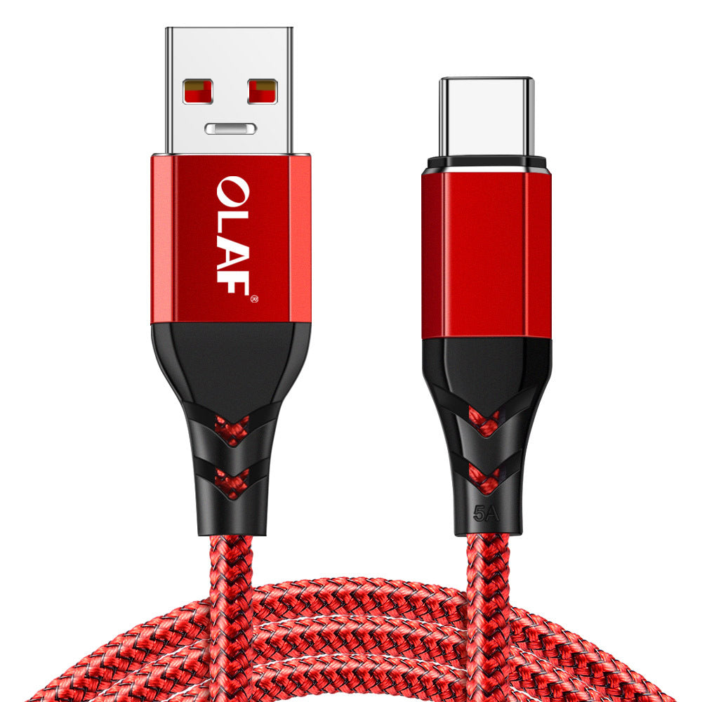 OLAF 5A Data Cable USB Type-C Fast Charging For Huawei P30 P40 Pro Mi10 OnePlus 8Pro