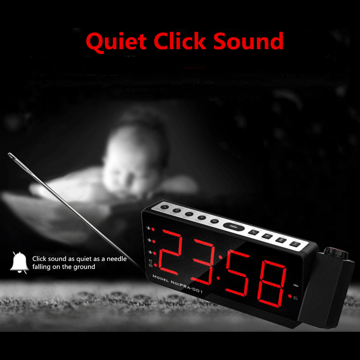 Alarm Clock Projector LED Digital Display Temperature Snooze FM Radio Projector Clock