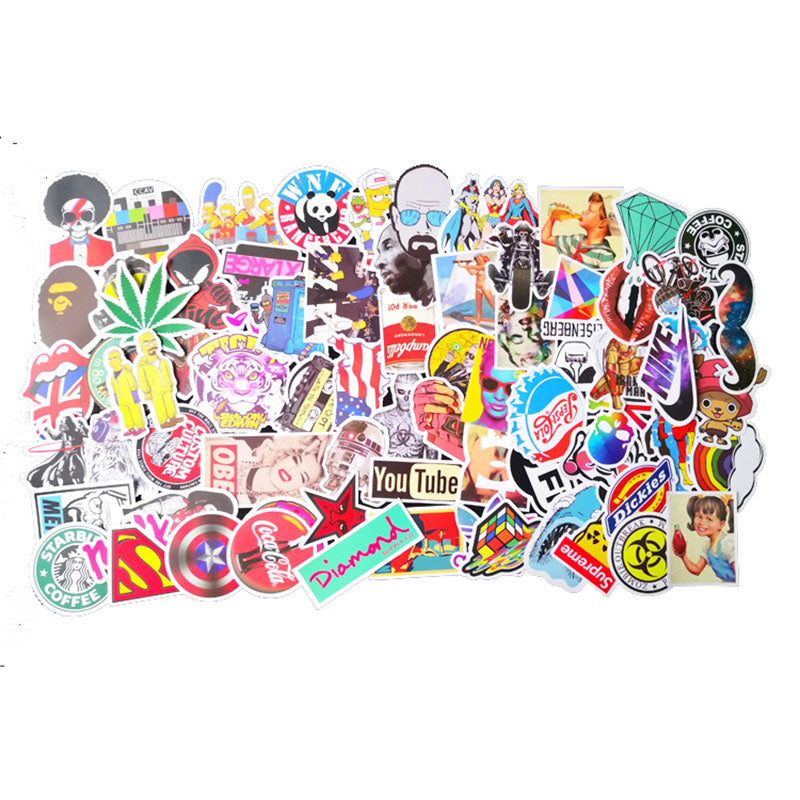 100Pcs Graffiti Decorative Stickers Cartoon Suitcase Sticker Waterproof