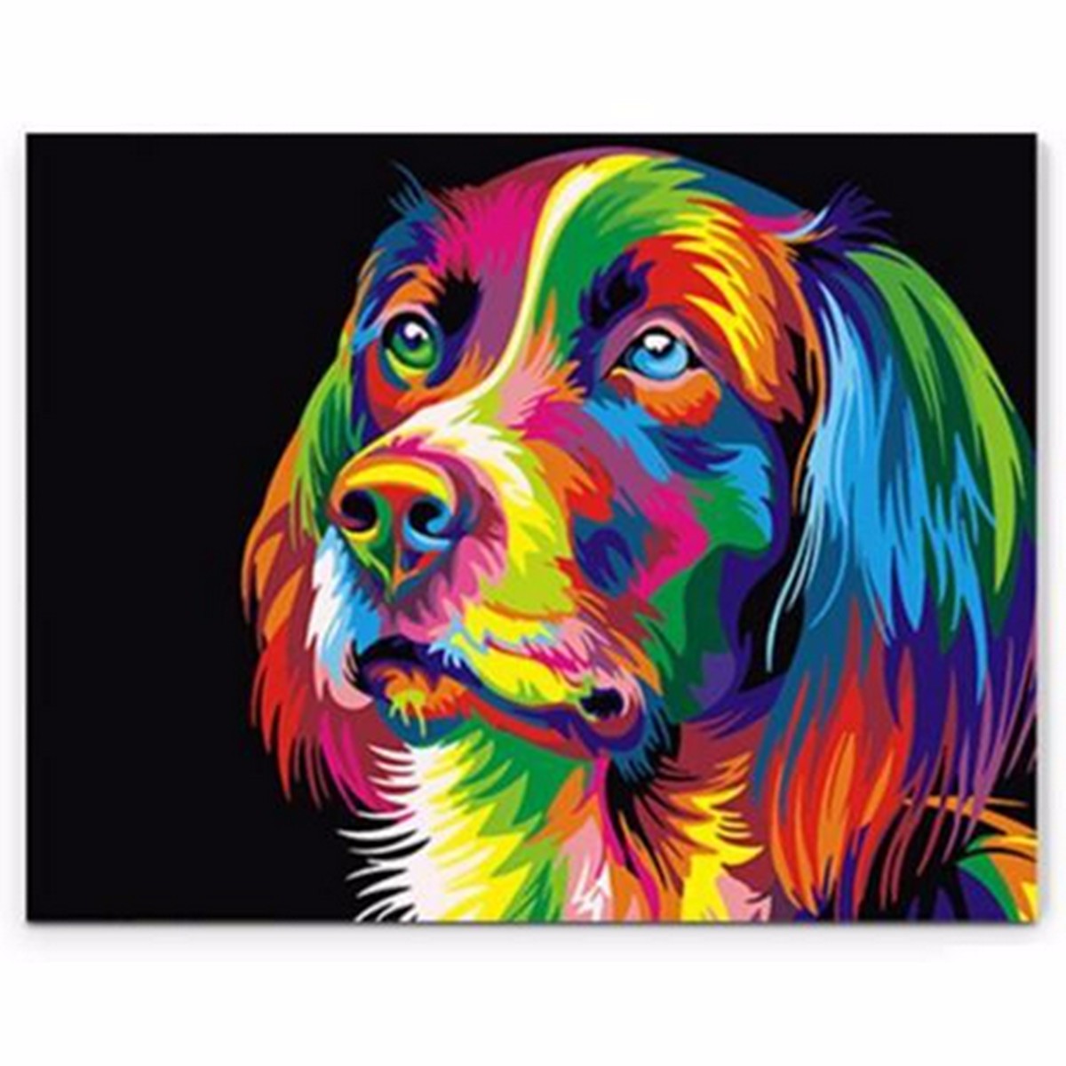 50x40CM ColorFul Puppy Dog Little Animal Pet DIY Self Handicraft Paint Kit  Home Decor Wood Framed