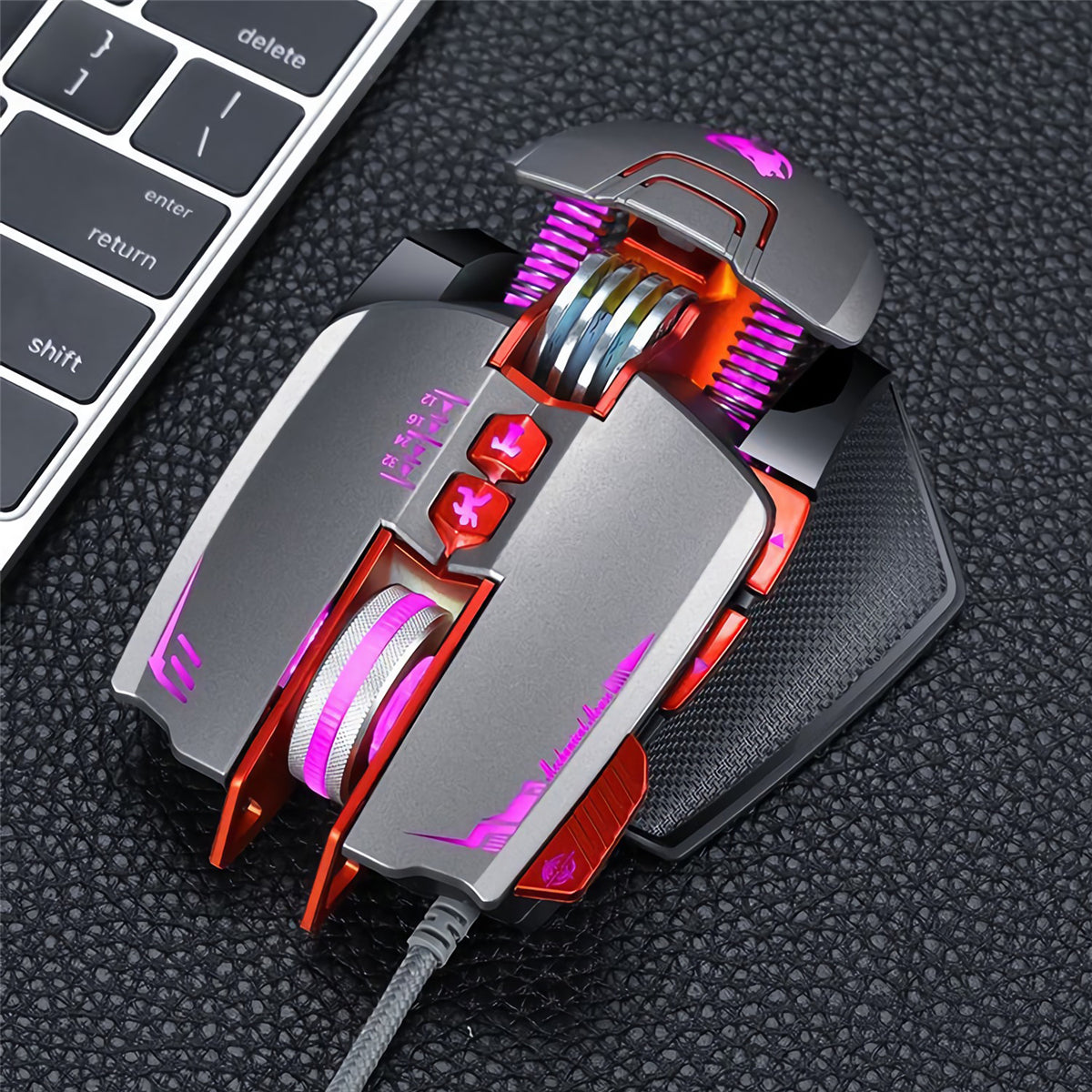 T-WOLF V9 Wired Gaming Mouse 3200DPI 8 Programmable Buttons Breathing Backlight Home Office Mechanical Mouse for Computer Laptop PC Gamer